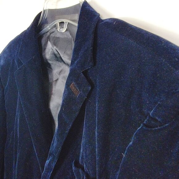 Bagozza Midnight Blue Velour Mens Blazer US Size 44 EU Size 54 - Picture 4 of 14